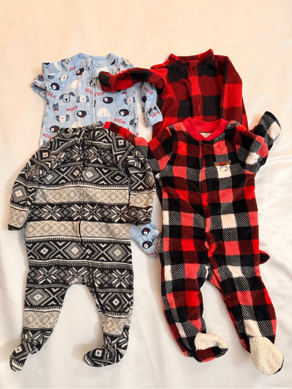 Old Navy Red and Black Buffalo Plaid Fleece Baby One-Piece